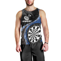 Personalised New Zealand Darts Men Tank Top Koru Tribal Tattoo and Silver Fern Maori Pattern Blue Color LT03 - Polynesian Pride