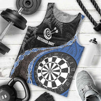 Personalised New Zealand Darts Men Tank Top Koru Tribal Tattoo and Silver Fern Maori Pattern Blue Color LT03 - Polynesian Pride