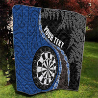 Personalised New Zealand Darts Quilt Koru Tribal Tattoo and Silver Fern Maori Pattern Blue Color LT03 - Polynesian Pride