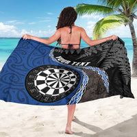 Personalised New Zealand Darts Sarong Koru Tribal Tattoo and Silver Fern Maori Pattern Blue Color LT03 - Polynesian Pride