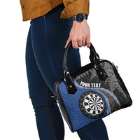 Personalised New Zealand Darts Shoulder Handbag Koru Tribal Tattoo and Silver Fern Maori Pattern Blue Color LT03 - Polynesian Pride