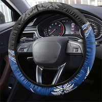 New Zealand Darts Steering Wheel Cover Koru Tribal Tattoo and Silver Fern Maori Pattern Blue Color LT03 - Polynesian Pride