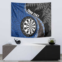 Personalised New Zealand Darts Tapestry Koru Tribal Tattoo and Silver Fern Maori Pattern Blue Color LT03 - Polynesian Pride