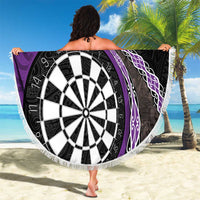 Personalised New Zealand Darts Beach Blanket Koru Tribal Tattoo and Silver Fern Maori Pattern Purple Color LT03 - Polynesian Pride
