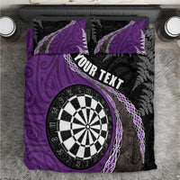 Personalised New Zealand Darts Bedding Set Koru Tribal Tattoo and Silver Fern Maori Pattern Purple Color LT03 Purple - Polynesian Pride