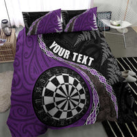 Personalised New Zealand Darts Bedding Set Koru Tribal Tattoo and Silver Fern Maori Pattern Purple Color LT03 - Polynesian Pride