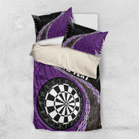 Personalised New Zealand Darts Bedding Set Koru Tribal Tattoo and Silver Fern Maori Pattern Purple Color LT03 US Twin 172cm x 218cm Purple - Polynesian Pride
