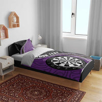 Personalised New Zealand Darts Bedding Set Koru Tribal Tattoo and Silver Fern Maori Pattern Purple Color LT03 - Polynesian Pride
