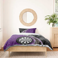 Personalised New Zealand Darts Bedding Set Koru Tribal Tattoo and Silver Fern Maori Pattern Purple Color LT03 - Polynesian Pride