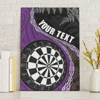 Personalised New Zealand Darts Canvas Wall Art Koru Tribal Tattoo and Silver Fern Maori Pattern Purple Color LT03 Without Frame Purple - Polynesian Pride