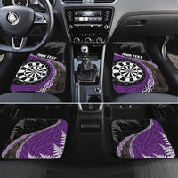 Personalised New Zealand Darts Car Mats Koru Tribal Tattoo and Silver Fern Maori Pattern Purple Color LT03 Set 4pcs Purple - Polynesian Pride