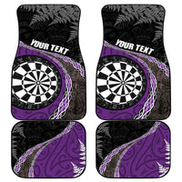 Personalised New Zealand Darts Car Mats Koru Tribal Tattoo and Silver Fern Maori Pattern Purple Color LT03 - Polynesian Pride