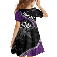 Personalised New Zealand Darts Family Matching Puletasi and Hawaiian Shirt Koru Tribal Tattoo and Silver Fern Maori Pattern Purple Color LT03 - Polynesian Pride