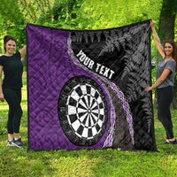 Personalised New Zealand Darts Quilt Koru Tribal Tattoo and Silver Fern Maori Pattern Purple Color LT03 - Polynesian Pride