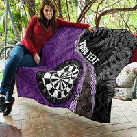 Personalised New Zealand Darts Quilt Koru Tribal Tattoo and Silver Fern Maori Pattern Purple Color LT03 - Polynesian Pride