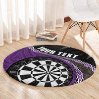 Personalised New Zealand Darts Round Carpet Koru Tribal Tattoo and Silver Fern Maori Pattern Purple Color LT03 - Polynesian Pride