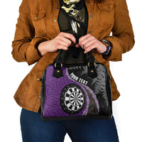 Personalised New Zealand Darts Shoulder Handbag Koru Tribal Tattoo and Silver Fern Maori Pattern Purple Color LT03 - Polynesian Pride