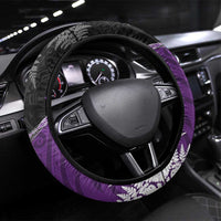 New Zealand Darts Steering Wheel Cover Koru Tribal Tattoo and Silver Fern Maori Pattern Purple Color LT03 Universal Fit Purple - Polynesian Pride