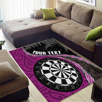 Personalised New Zealand Darts Area Rug Koru Tribal Tattoo and Silver Fern Maori Pattern Pink Color LT03 - Polynesian Pride