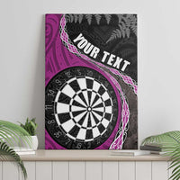 Personalised New Zealand Darts Canvas Wall Art Koru Tribal Tattoo and Silver Fern Maori Pattern Pink Color LT03 - Polynesian Pride