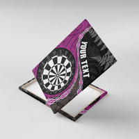 Personalised New Zealand Darts Canvas Wall Art Koru Tribal Tattoo and Silver Fern Maori Pattern Pink Color LT03 With Frame Pink - Polynesian Pride