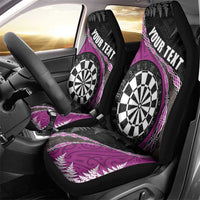 Personalised New Zealand Darts Car Seat Cover Koru Tribal Tattoo and Silver Fern Maori Pattern Pink Color LT03 - Polynesian Pride