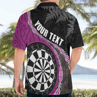Personalised New Zealand Darts Hawaiian Shirt Koru Tribal Tattoo and Silver Fern Maori Pattern Pink Color LT03 - Polynesian Pride