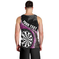Personalised New Zealand Darts Men Tank Top Koru Tribal Tattoo and Silver Fern Maori Pattern Pink Color LT03 - Polynesian Pride