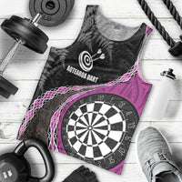 Personalised New Zealand Darts Men Tank Top Koru Tribal Tattoo and Silver Fern Maori Pattern Pink Color LT03 - Polynesian Pride