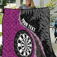 Personalised New Zealand Darts Quilt Koru Tribal Tattoo and Silver Fern Maori Pattern Pink Color LT03 Pink - Polynesian Pride