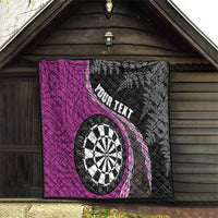 Personalised New Zealand Darts Quilt Koru Tribal Tattoo and Silver Fern Maori Pattern Pink Color LT03 - Polynesian Pride