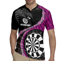 Personalised New Zealand Darts Rugby Jersey Koru Tribal Tattoo and Silver Fern Maori Pattern Pink Color LT03 - Polynesian Pride