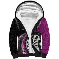 Personalised New Zealand Darts Sherpa Hoodie Koru Tribal Tattoo and Silver Fern Maori Pattern Pink Color LT03 Unisex Pink - Polynesian Pride