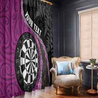 Personalised New Zealand Darts Window Curtain Koru Tribal Tattoo and Silver Fern Maori Pattern Pink Color LT03 - Polynesian Pride