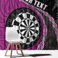 Personalised New Zealand Darts Window Curtain Koru Tribal Tattoo and Silver Fern Maori Pattern Pink Color LT03 - Polynesian Pride