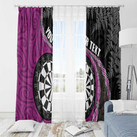 Personalised New Zealand Darts Window Curtain Koru Tribal Tattoo and Silver Fern Maori Pattern Pink Color LT03 - Polynesian Pride