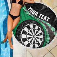 Personalised New Zealand Darts Beach Blanket Koru Tribal Tattoo and Silver Fern Maori Pattern Green Color LT03 - Polynesian Pride