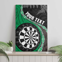 Personalised New Zealand Darts Canvas Wall Art Koru Tribal Tattoo and Silver Fern Maori Pattern Green Color LT03 - Polynesian Pride