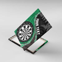 Personalised New Zealand Darts Canvas Wall Art Koru Tribal Tattoo and Silver Fern Maori Pattern Green Color LT03 With Frame Green - Polynesian Pride