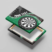 Personalised New Zealand Darts Canvas Wall Art Koru Tribal Tattoo and Silver Fern Maori Pattern Green Color LT03 - Polynesian Pride