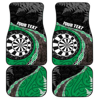 Personalised New Zealand Darts Car Mats Koru Tribal Tattoo and Silver Fern Maori Pattern Green Color LT03 - Polynesian Pride