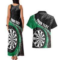 Personalised New Zealand Darts Couples Matching Tank Maxi Dress and Hawaiian Shirt Koru Tribal Tattoo and Silver Fern Maori Pattern Green Color LT03 - Polynesian Pride