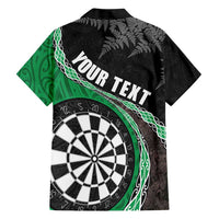 Personalised New Zealand Darts Family Matching Short Sleeve Bodycon Dress and Hawaiian Shirt Koru Tribal Tattoo and Silver Fern Maori Pattern Green Color LT03 - Polynesian Pride