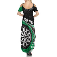Personalised New Zealand Darts Family Matching Summer Maxi Dress and Hawaiian Shirt Koru Tribal Tattoo and Silver Fern Maori Pattern Green Color LT03 - Polynesian Pride