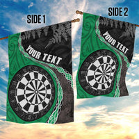 Personalised New Zealand Darts Garden Flag Koru Tribal Tattoo and Silver Fern Maori Pattern Green Color LT03 - Polynesian Pride