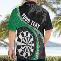 Personalised New Zealand Darts Hawaiian Shirt Koru Tribal Tattoo and Silver Fern Maori Pattern Green Color LT03 - Polynesian Pride