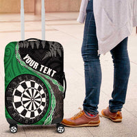 Personalised New Zealand Darts Luggage Cover Koru Tribal Tattoo and Silver Fern Maori Pattern Green Color