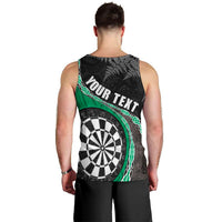 Personalised New Zealand Darts Men Tank Top Koru Tribal Tattoo and Silver Fern Maori Pattern Green Color LT03 - Polynesian Pride