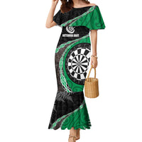 Personalised New Zealand Darts Mermaid Dress Koru Tribal Tattoo and Silver Fern Maori Pattern Green Color LT03 Women Green - Polynesian Pride