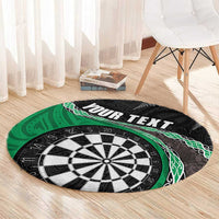 Personalised New Zealand Darts Round Carpet Koru Tribal Tattoo and Silver Fern Maori Pattern Green Color LT03 - Polynesian Pride